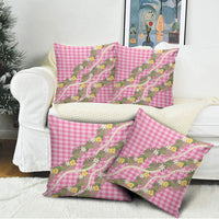Aloha Puakenikeni Anthurium Pikake Lei Pillow Cover Tropical Pink Hawaiian Palaka Pattern LT9 - Polynesian Pride