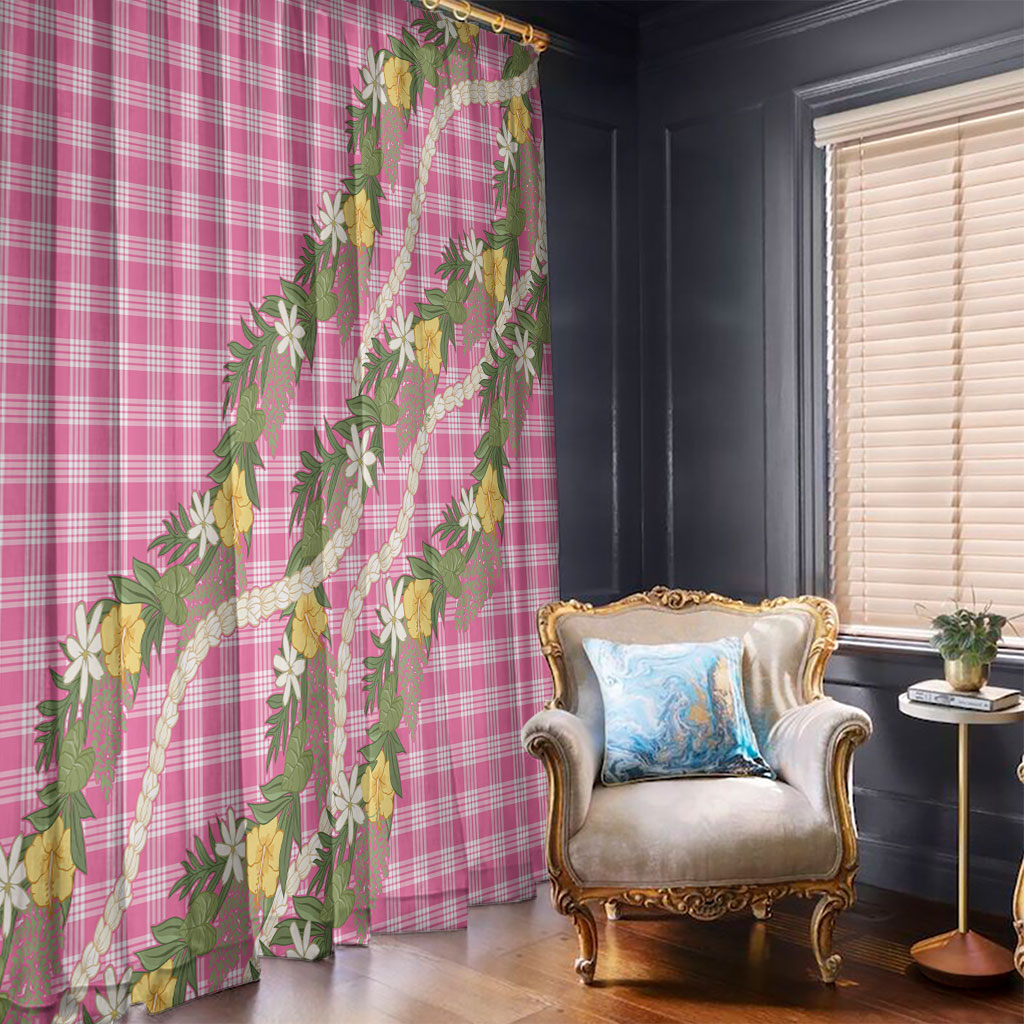 Aloha Puakenikeni Anthurium Pikake Lei Window Curtain Tropical Pink Hawaiian Palaka Pattern