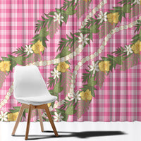 Aloha Puakenikeni Anthurium Pikake Lei Window Curtain Tropical Pink Hawaiian Palaka Pattern