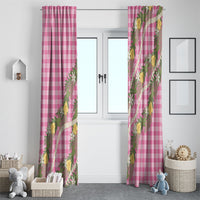 Aloha Puakenikeni Anthurium Pikake Lei Window Curtain Tropical Pink Hawaiian Palaka Pattern