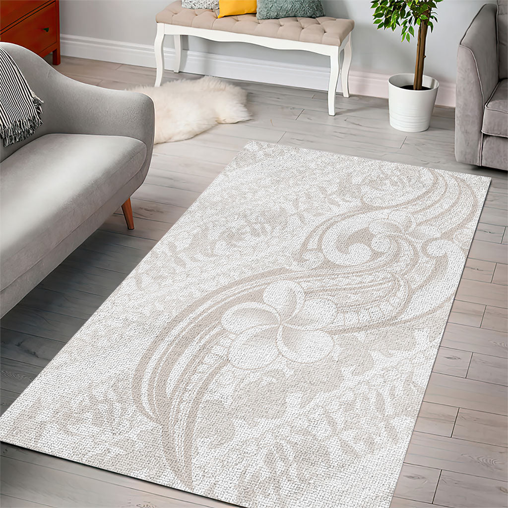 Hawaii Plumeria Lokelani Pikake Lei Area Rug Sandy Beige Polynesian Tattoo