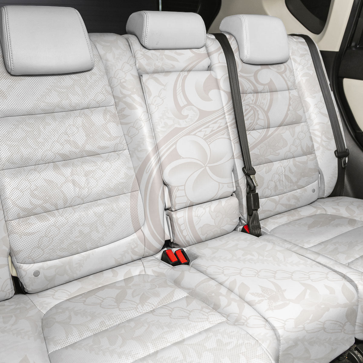 Hawaii Plumeria Lokelani Pikake Lei Back Car Seat Cover Sandy Beige Polynesian Tattoo