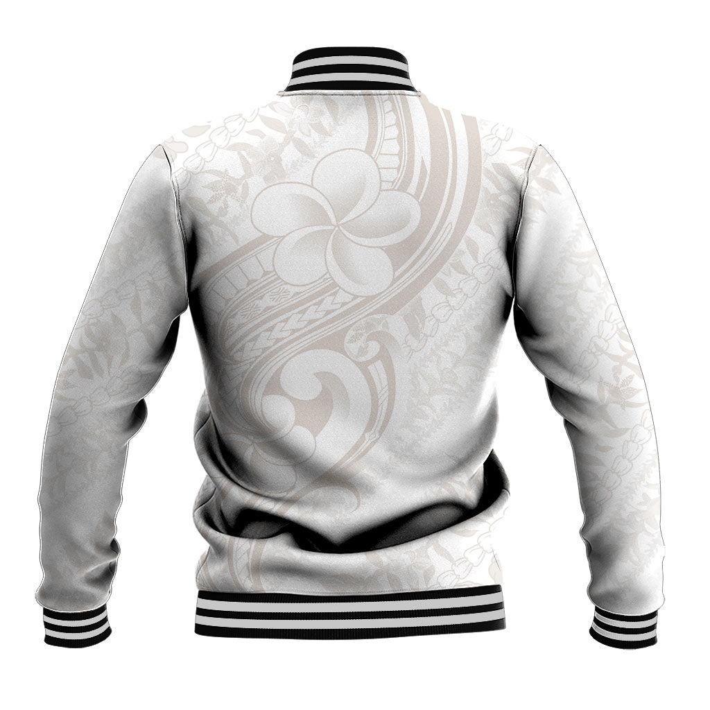 Hawaii Plumeria Lokelani Pikake Lei Baseball Jacket Sandy Beige Polynesian Tattoo