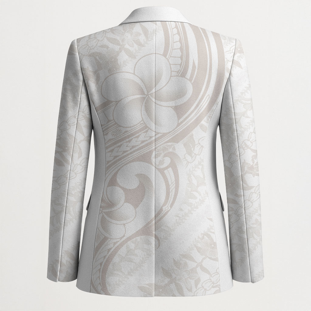 Hawaii Plumeria Lokelani Pikake Lei Blazer Sandy Beige Polynesian Tattoo