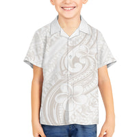 Hawaii Plumeria Lokelani Pikake Lei Family Matching Puletasi and Hawaiian Shirt Sandy Beige Polynesian Tattoo LT9 Son's Shirt Beige - Polynesian Pride