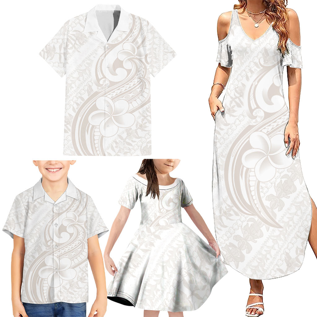 Hawaii Plumeria Lokelani Pikake Lei Family Matching Summer Maxi Dress and Hawaiian Shirt Sandy Beige Polynesian Tattoo LT9 - Polynesian Pride