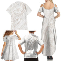 Hawaii Plumeria Lokelani Pikake Lei Family Matching Summer Maxi Dress and Hawaiian Shirt Sandy Beige Polynesian Tattoo LT9 - Polynesian Pride
