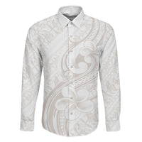 Hawaii Plumeria Lokelani Pikake Lei Family Matching Summer Maxi Dress and Hawaiian Shirt Sandy Beige Polynesian Tattoo LT9 Dad's Shirt - Long Sleeve Beige - Polynesian Pride