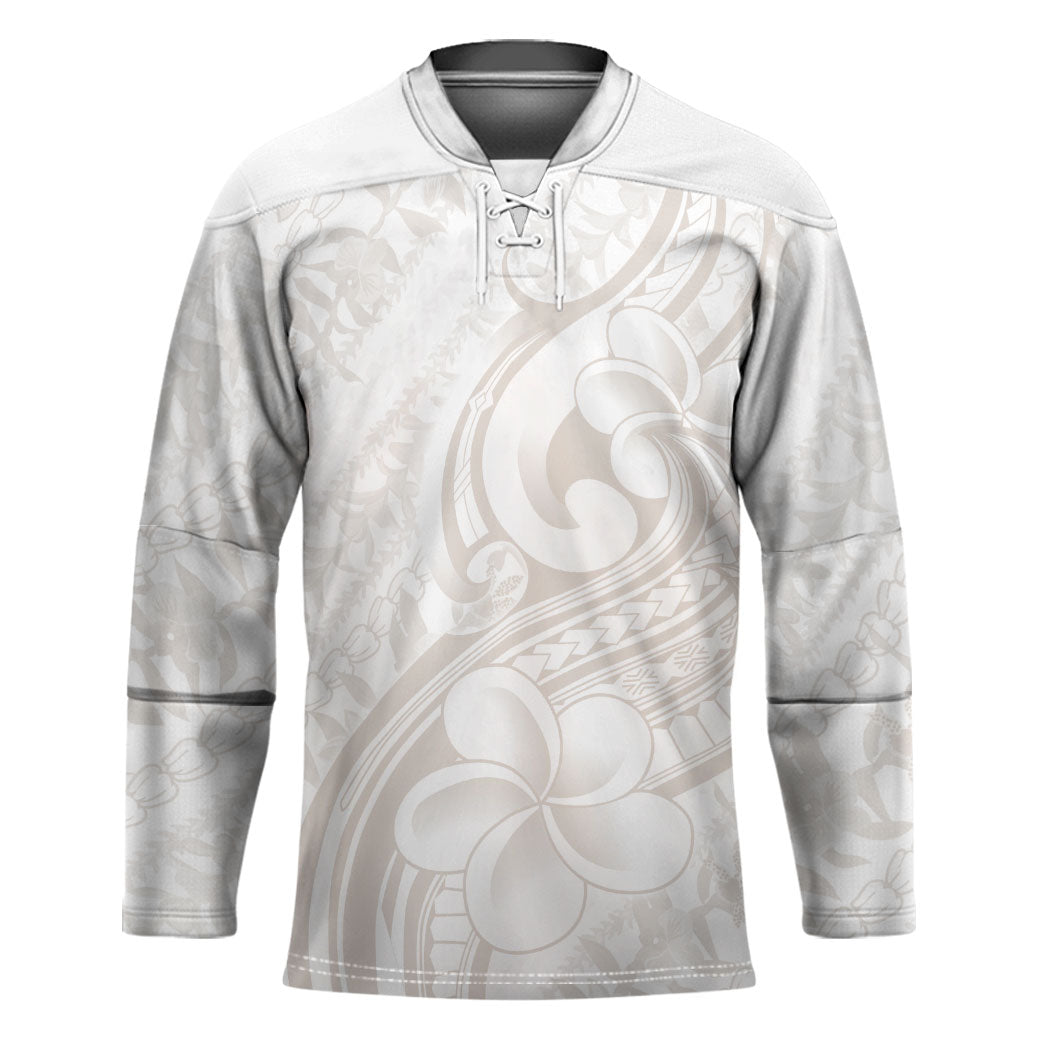 Hawaii Plumeria Lokelani Pikake Lei Hockey Jersey Sandy Beige Polynesian Tattoo LT9 Unisex Beige - Polynesian Pride