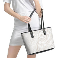 Hawaii Plumeria Lokelani Pikake Lei Leather Tote Bag Sandy Beige Polynesian Tattoo