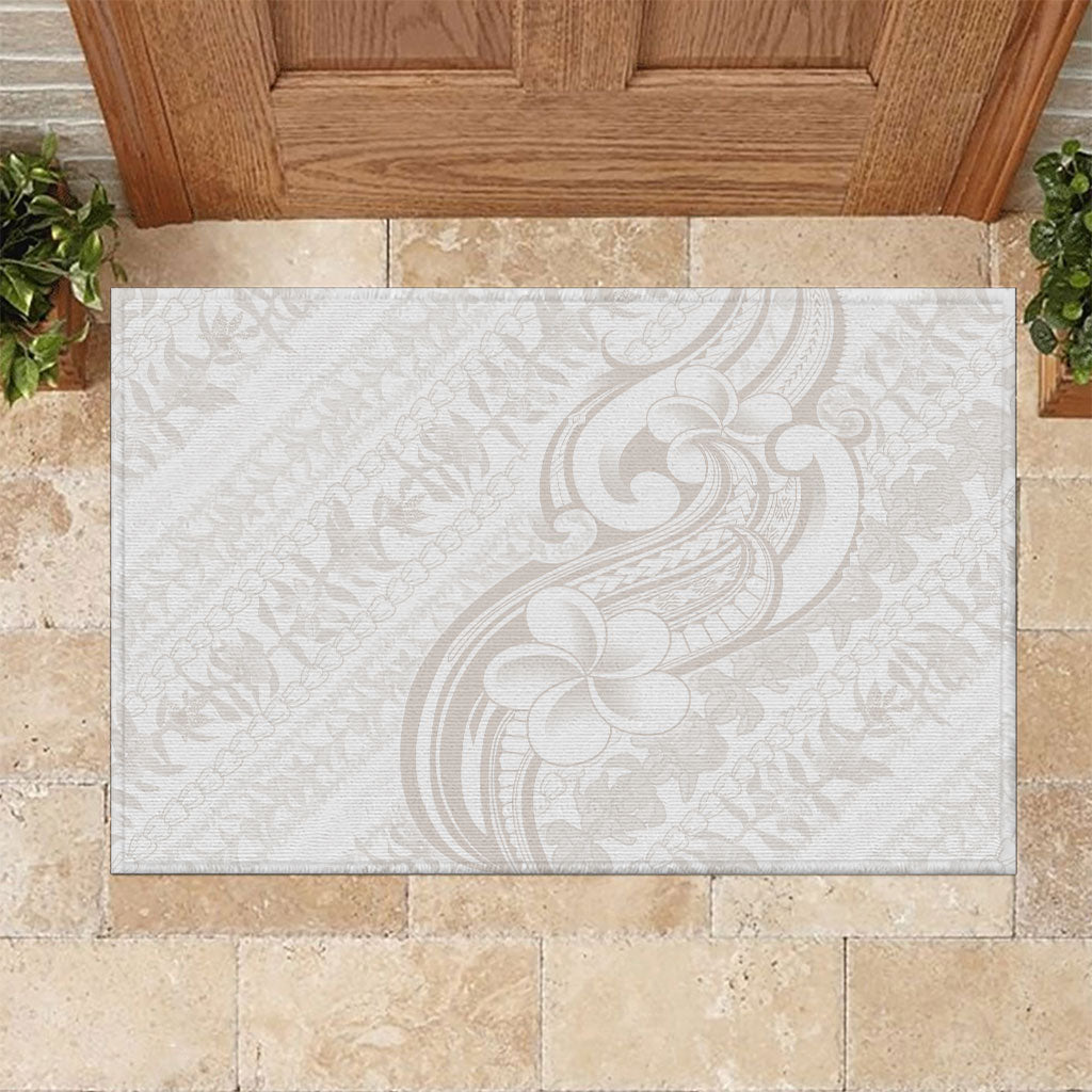 Hawaii Plumeria Lokelani Pikake Lei Rubber Doormat Sandy Beige Polynesian Tattoo LT9 Beige - Polynesian Pride