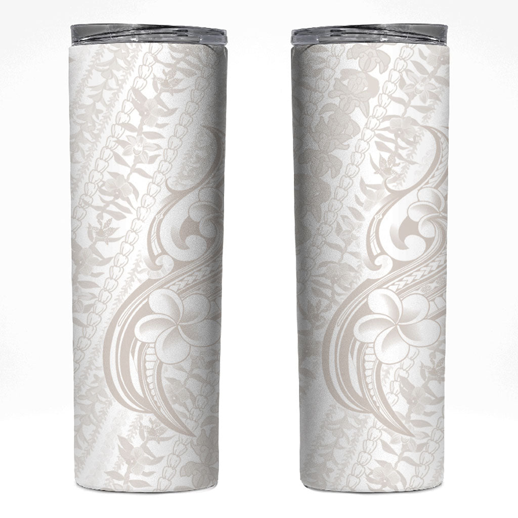 Hawaii Plumeria Lokelani Pikake Lei Skinny Tumbler Sandy Beige Polynesian Tattoo LT9 Beige - Polynesian Pride