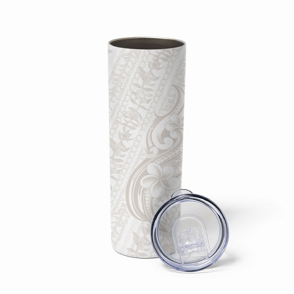 Hawaii Plumeria Lokelani Pikake Lei Skinny Tumbler Sandy Beige Polynesian Tattoo LT9 - Polynesian Pride