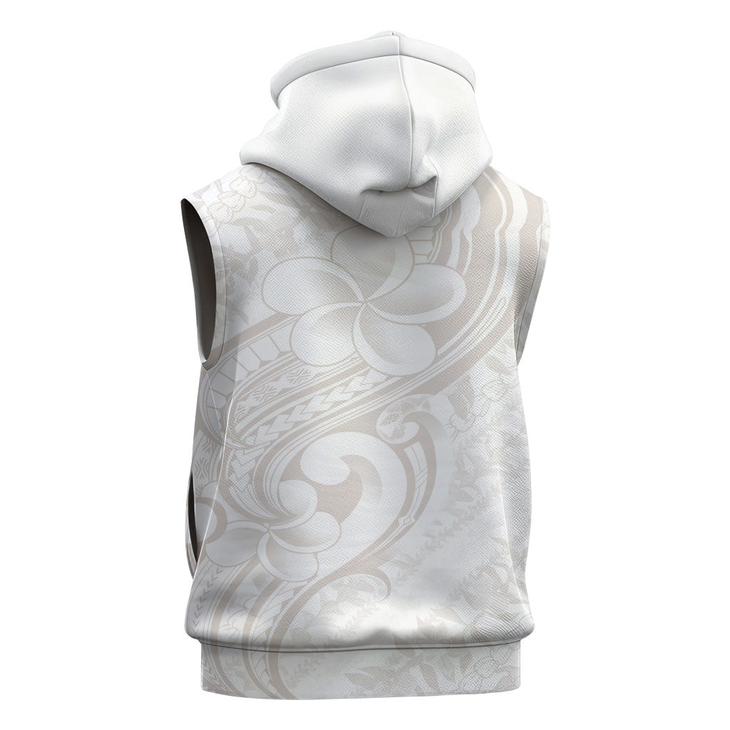 Hawaii Plumeria Lokelani Pikake Lei Sleeveless Zip Hoodie Sandy Beige Polynesian Tattoo LT9 - Polynesian Pride