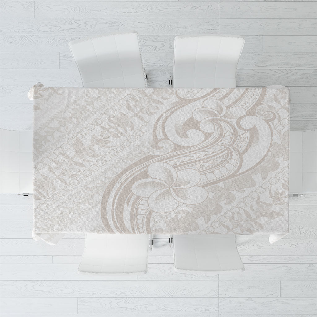 Hawaii Plumeria Lokelani Pikake Lei Tablecloth Sandy Beige Polynesian Tattoo LT9 Beige - Polynesian Pride