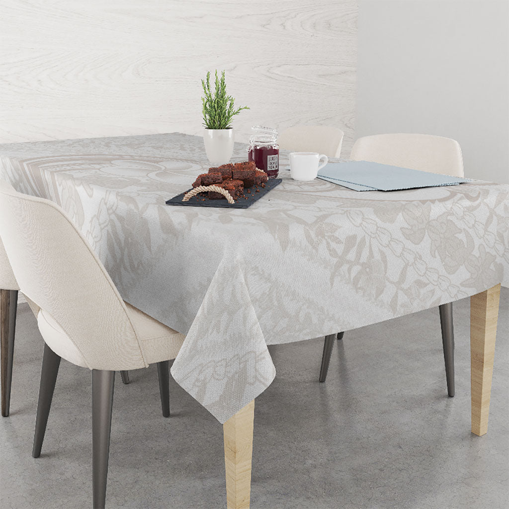 Hawaii Plumeria Lokelani Pikake Lei Tablecloth Sandy Beige Polynesian Tattoo LT9 - Polynesian Pride