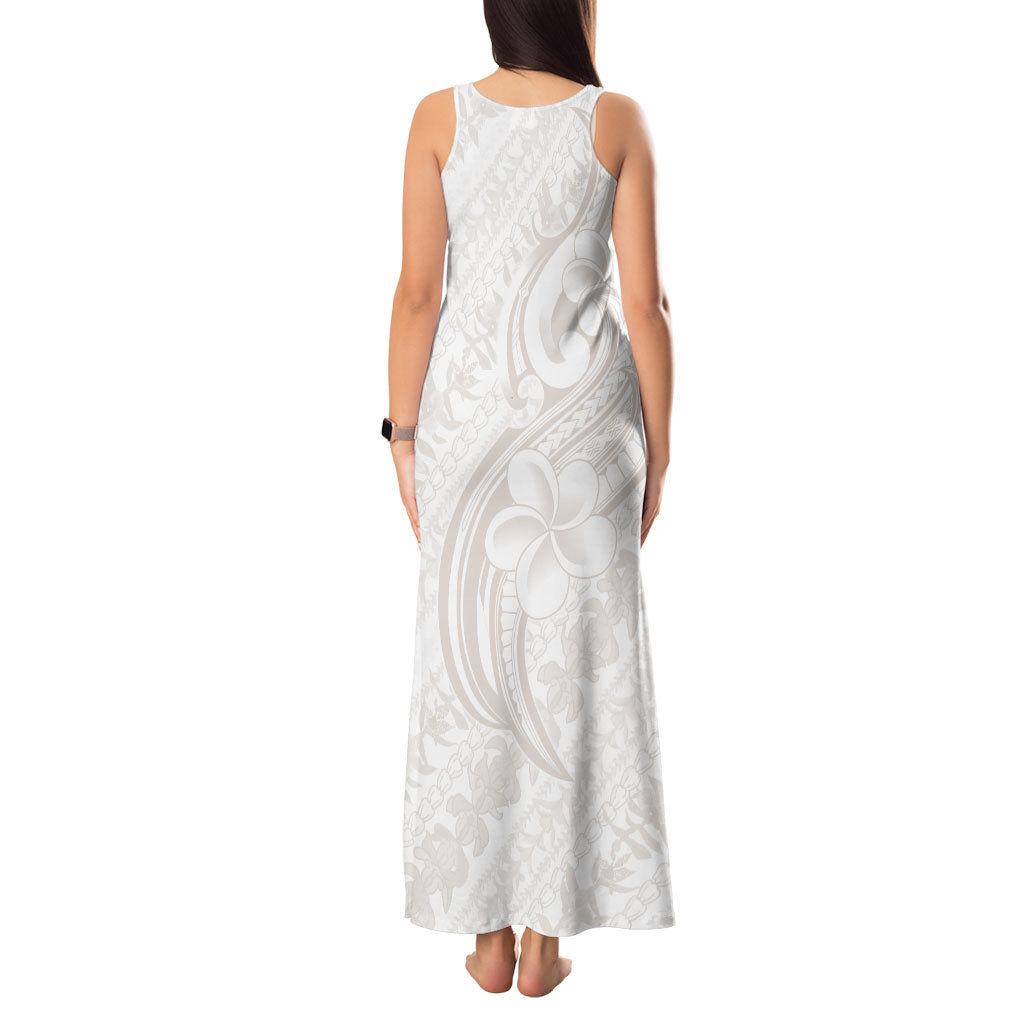 Hawaii Plumeria Lokelani Pikake Lei Tank Maxi Dress Sandy Beige Polynesian Tattoo LT9 - Polynesian Pride
