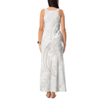 Hawaii Plumeria Lokelani Pikake Lei Tank Maxi Dress Sandy Beige Polynesian Tattoo LT9 - Polynesian Pride