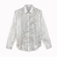 Hawaii Plumeria Lokelani Pikake Lei Women Casual Shirt Sandy Beige Polynesian Tattoo LT9 - Polynesian Pride