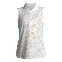 Hawaii Plumeria Lokelani Pikake Lei Women Sleeveless Polo Shirt Sandy Beige Polynesian Tattoo LT9 Female Beige - Polynesian Pride