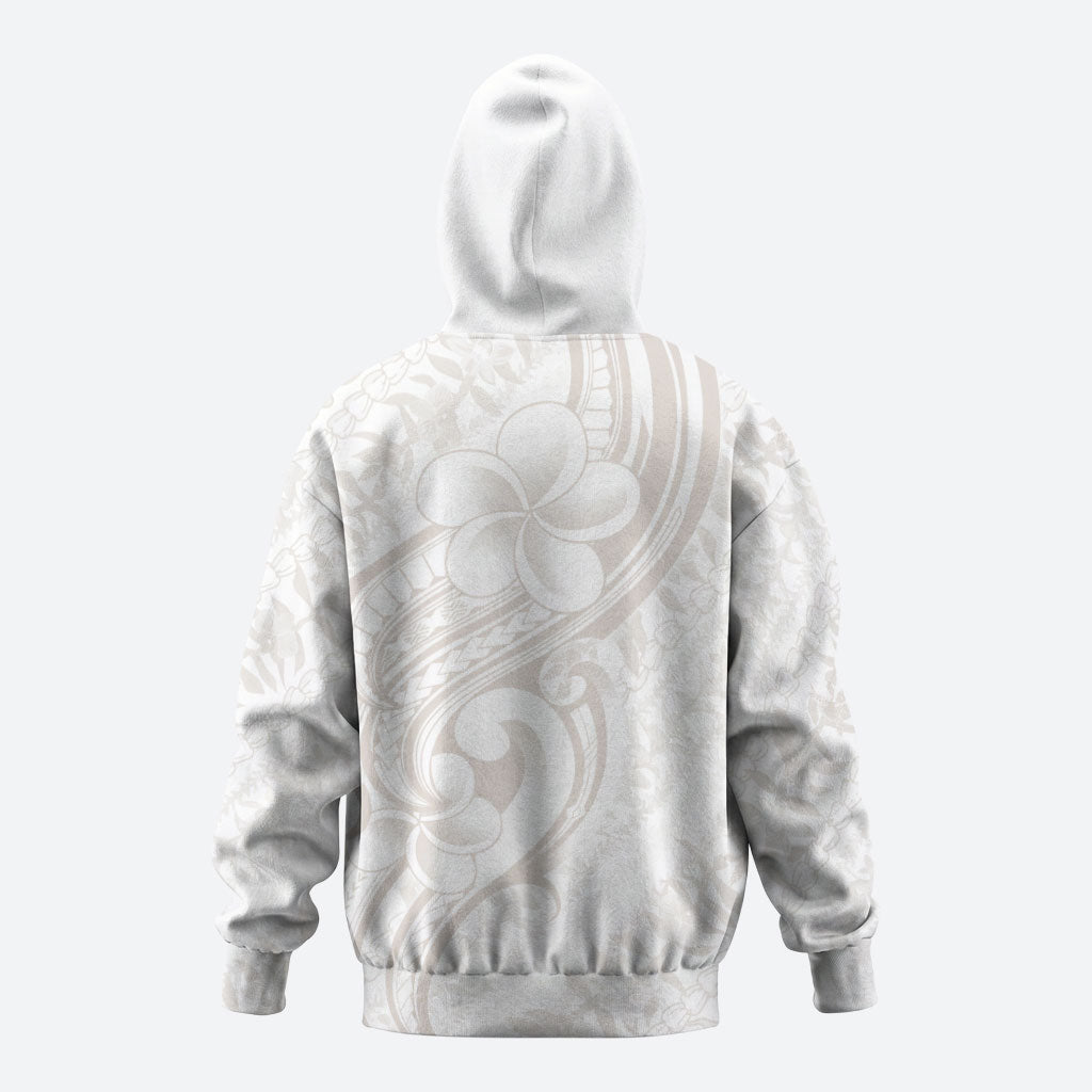 Hawaii Plumeria Lokelani Pikake Lei Zip Hoodie Sandy Beige Polynesian Tattoo