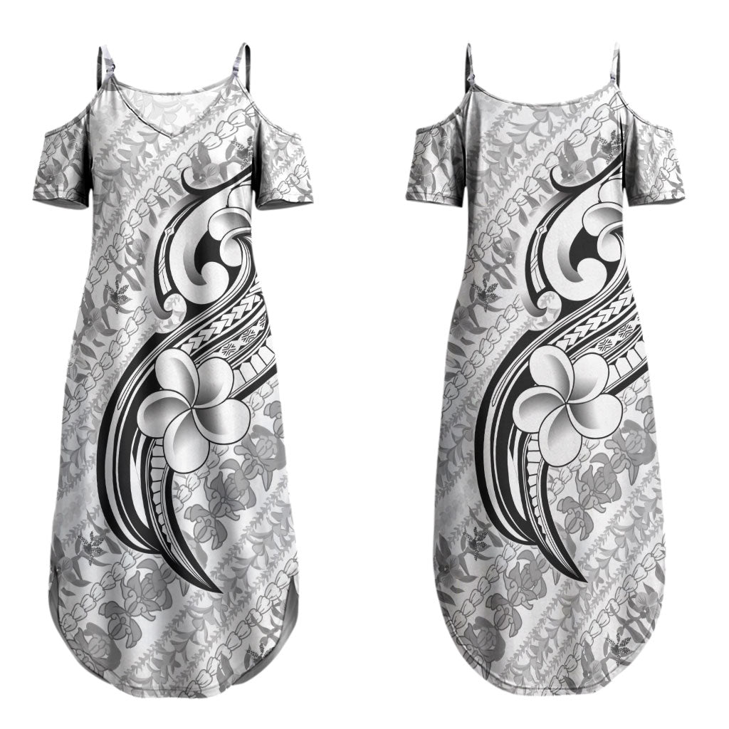 Hawaii Plumeria Lokelani Pikake Lei Couples Matching Summer Maxi Dress and Hawaiian Shirt Ele'ele Polynesian Tattoo LT9 - Polynesian Pride