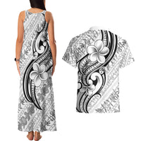 Hawaii Plumeria Lokelani Pikake Lei Couples Matching Tank Maxi Dress and Hawaiian Shirt Ele'ele Polynesian Tattoo LT9 - Polynesian Pride