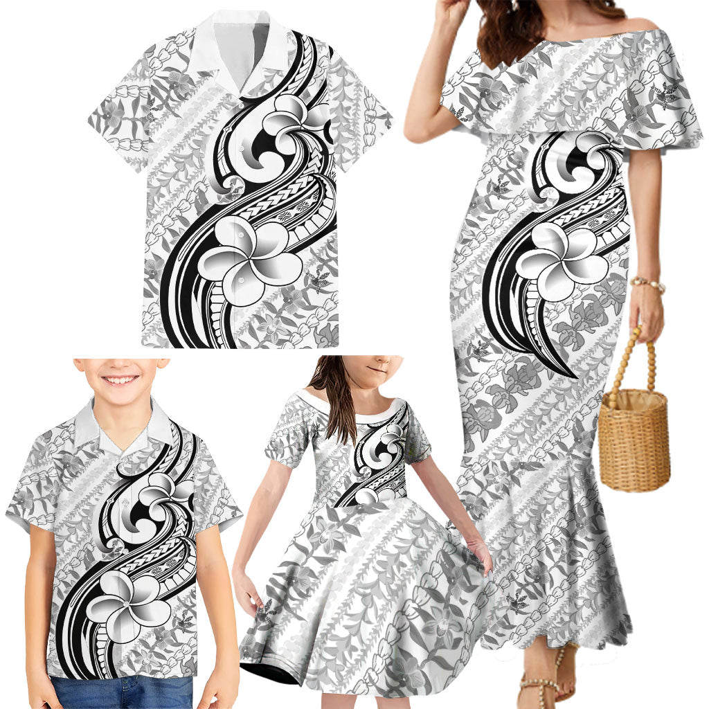 Hawaii Plumeria Lokelani Pikake Lei Family Matching Mermaid Dress and Hawaiian Shirt Ele'ele Polynesian Tattoo LT9 - Polynesian Pride