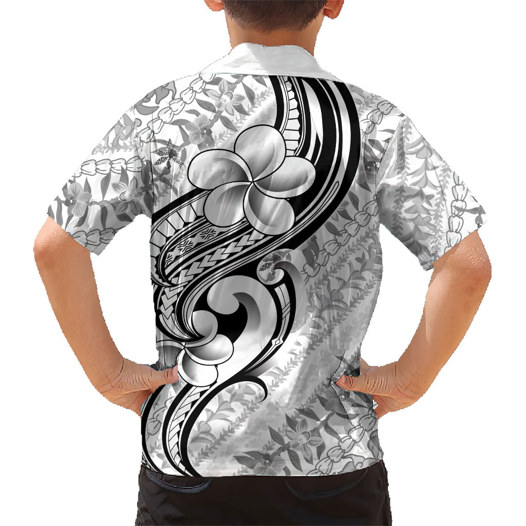 Hawaii Plumeria Lokelani Pikake Lei Family Matching Off The Shoulder Long Sleeve Dress and Hawaiian Shirt Ele'ele Polynesian Tattoo LT9 - Polynesian Pride