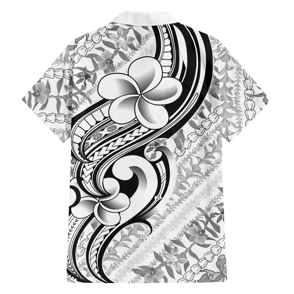 Hawaii Plumeria Lokelani Pikake Lei Family Matching Off Shoulder Maxi Dress and Hawaiian Shirt Ele'ele Polynesian Tattoo LT9 - Polynesian Pride