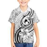 Hawaii Plumeria Lokelani Pikake Lei Family Matching Off Shoulder Short Dress and Hawaiian Shirt Ele'ele Polynesian Tattoo LT9 Son's Shirt Black - Polynesian Pride