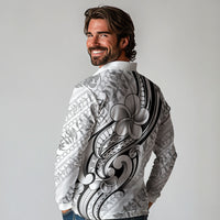 Hawaii Plumeria Lokelani Pikake Lei Long Sleeve Polo Shirt Ele'ele Polynesian Tattoo
