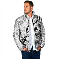 Hawaii Plumeria Lokelani Pikake Lei Padded Jacket Ele'ele Polynesian Tattoo