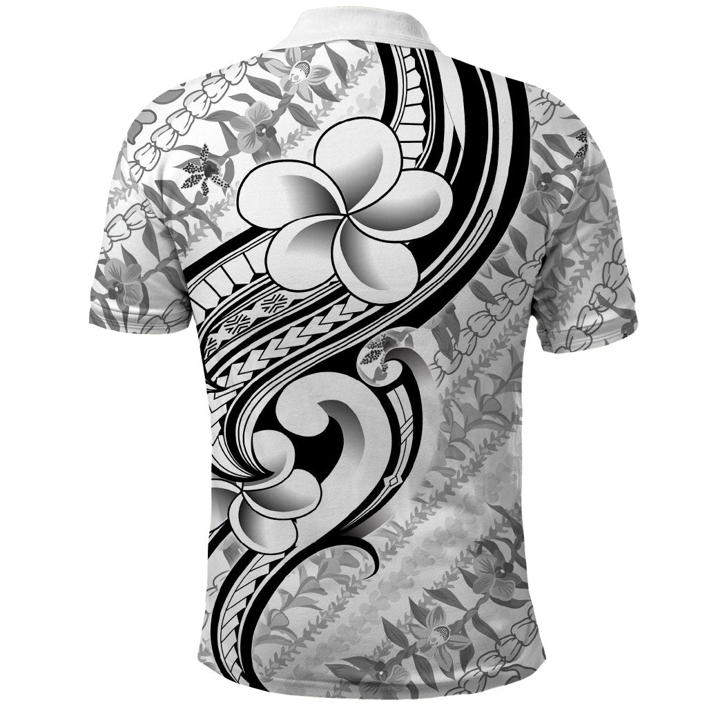 Hawaii Plumeria Lokelani Pikake Lei Polo Shirt Ele'ele Polynesian Tattoo