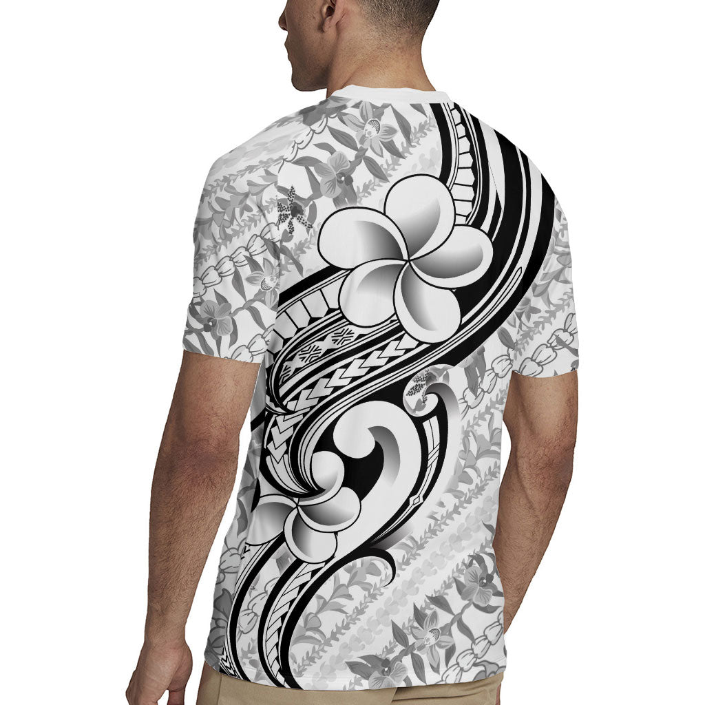 Hawaii Plumeria Lokelani Pikake Lei Rugby Jersey Ele'ele Polynesian Tattoo