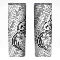 Hawaii Plumeria Lokelani Pikake Lei Skinny Tumbler Ele'ele Polynesian Tattoo LT9 Black - Polynesian Pride