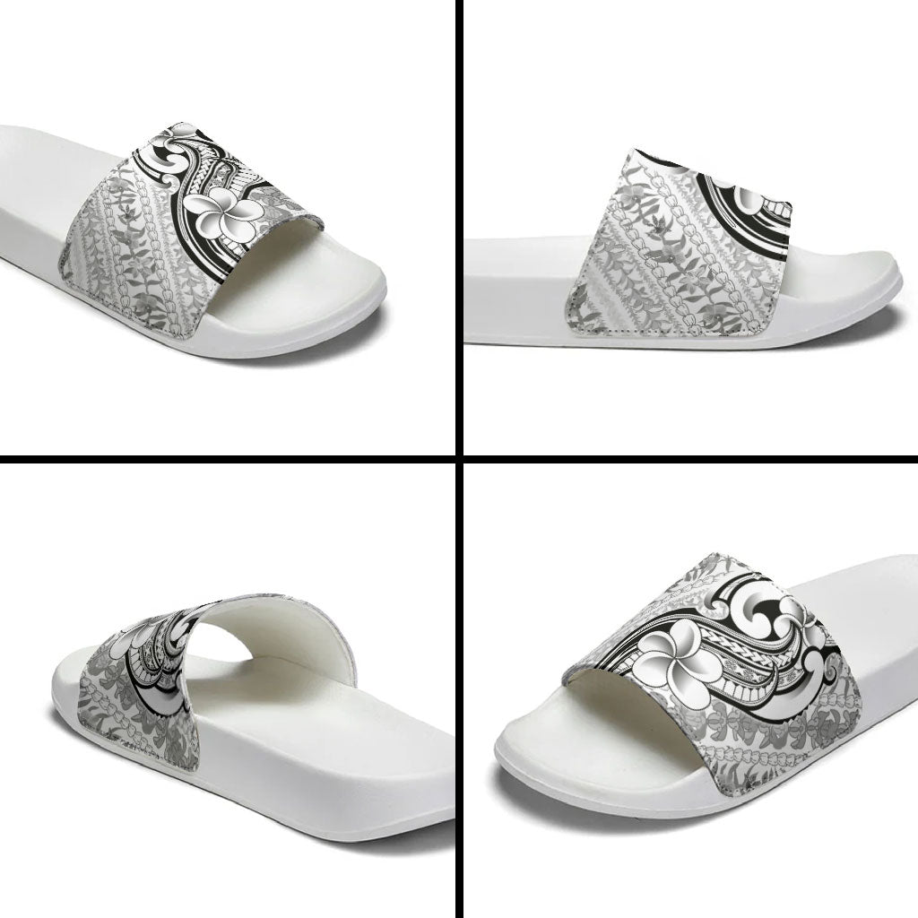 Hawaii Plumeria Lokelani Pikake Lei Slide Sandals Ele'ele Polynesian Tattoo LT9 - Polynesian Pride