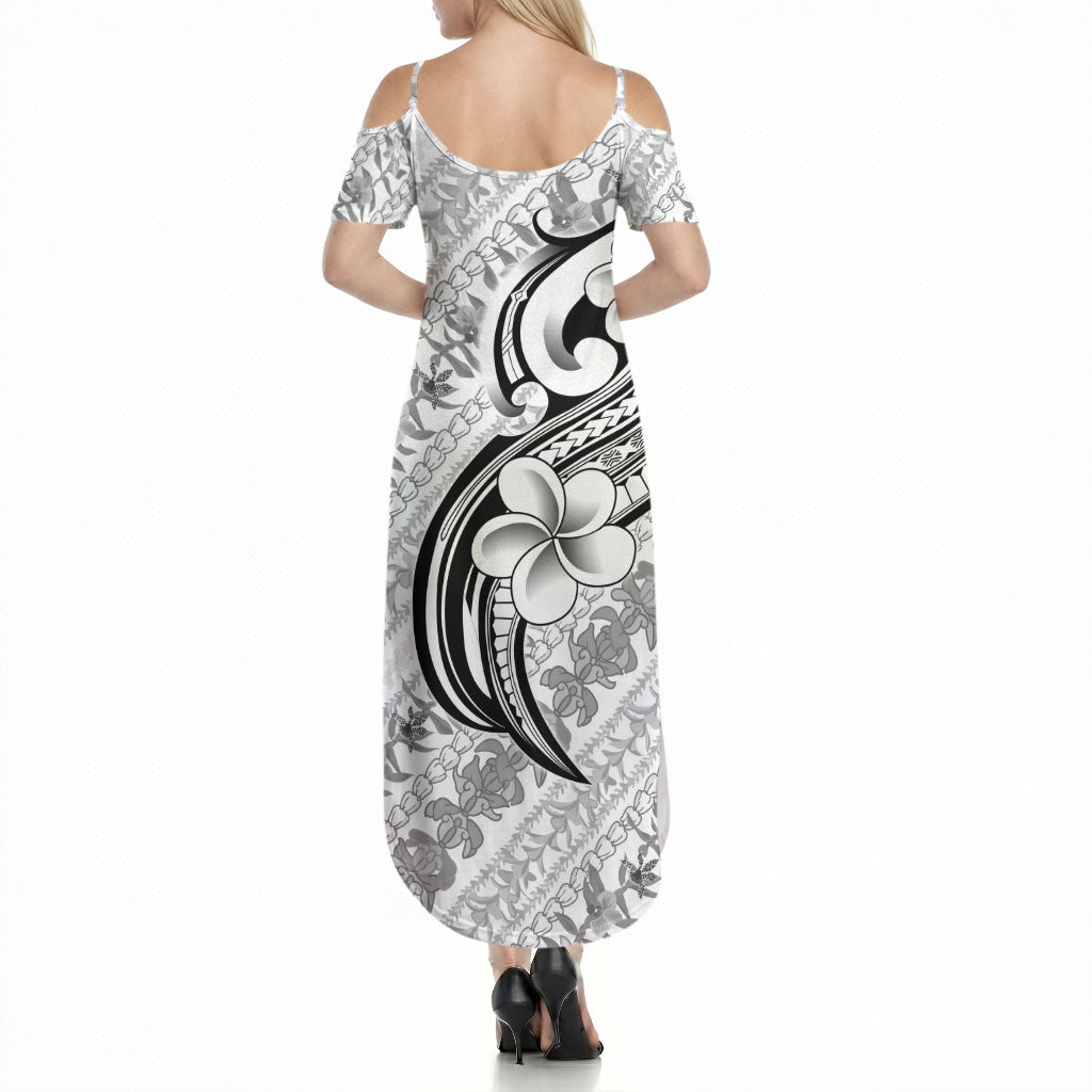 Hawaii Plumeria Lokelani Pikake Lei Summer Maxi Dress Ele'ele Polynesian Tattoo LT9 - Polynesian Pride