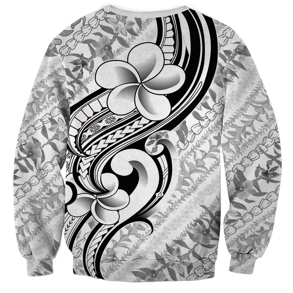 Hawaii Plumeria Lokelani Pikake Lei Sweatshirt Ele'ele Polynesian Tattoo LT9 - Polynesian Pride