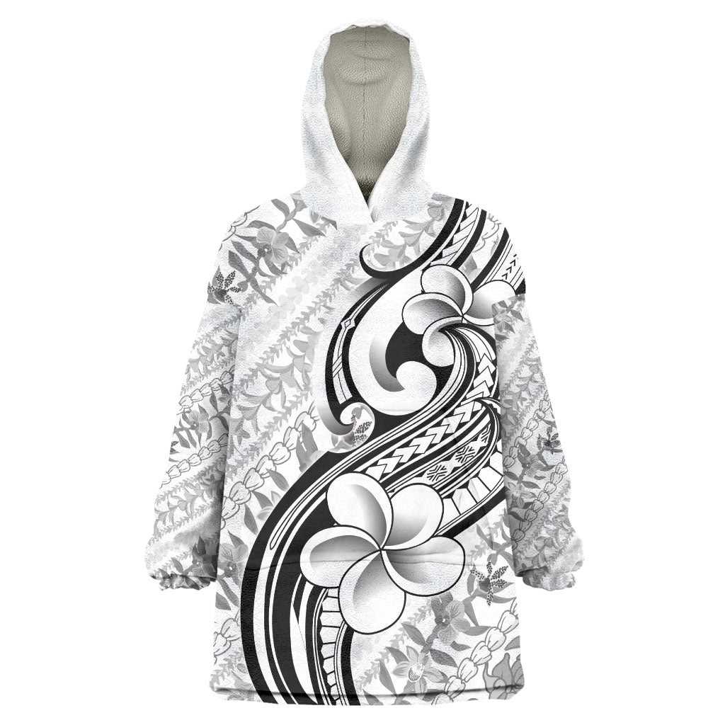 Hawaii Plumeria Lokelani Pikake Lei Wearable Blanket Hoodie Ele'ele Polynesian Tattoo