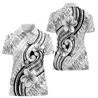 Hawaii Plumeria Lokelani Pikake Lei Women Polo Shirt Ele'ele Polynesian Tattoo LT9 - Polynesian Pride