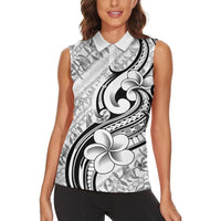 Hawaii Plumeria Lokelani Pikake Lei Women Sleeveless Polo Shirt Ele'ele Polynesian Tattoo LT9 - Polynesian Pride