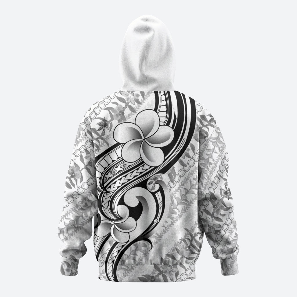 Hawaii Plumeria Lokelani Pikake Lei Zip Hoodie Ele'ele Polynesian Tattoo LT9 - Polynesian Pride