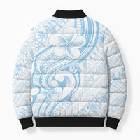 Hawaii Plumeria Lokelani Pikake Lei Bomber Puffer Jacket Uliuli Polynesian Tattoo