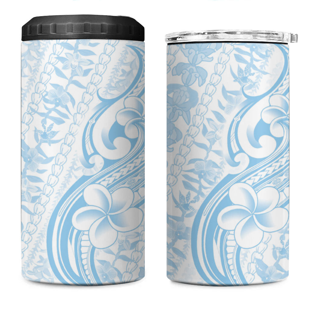 Hawaii Plumeria Lokelani Pikake Lei 4 in 1 Can Cooler Tumbler Uliuli Polynesian Tattoo LT9 One Size: 16 oz Blue - Polynesian Pride