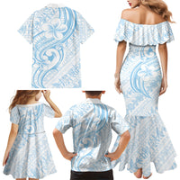 Hawaii Plumeria Lokelani Pikake Lei Family Matching Mermaid Dress and Hawaiian Shirt Uliuli Polynesian Tattoo LT9 - Polynesian Pride