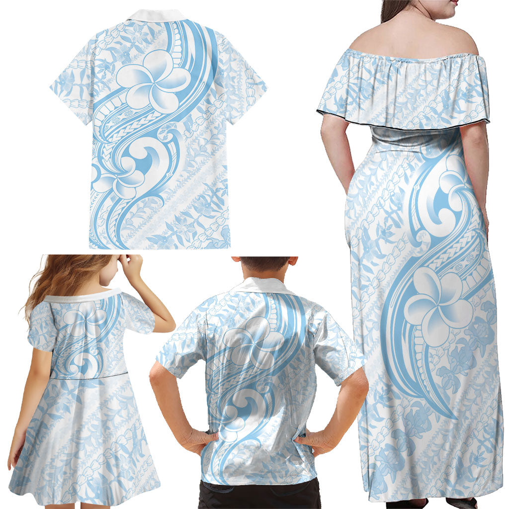 Hawaii Plumeria Lokelani Pikake Lei Family Matching Off Shoulder Maxi Dress and Hawaiian Shirt Uliuli Polynesian Tattoo LT9 - Polynesian Pride