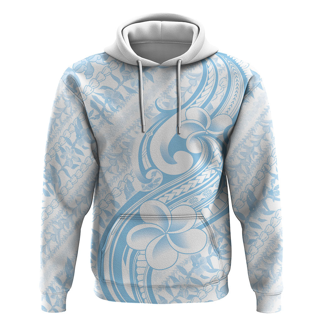 Hawaii Plumeria Lokelani Pikake Lei Hoodie Uliuli Polynesian Tattoo LT9 Pullover Hoodie Blue - Polynesian Pride