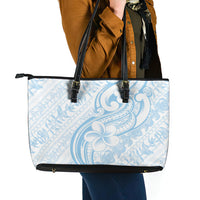 Hawaii Plumeria Lokelani Pikake Lei Leather Tote Bag Uliuli Polynesian Tattoo LT9 - Polynesian Pride