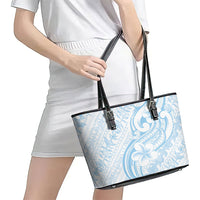 Hawaii Plumeria Lokelani Pikake Lei Leather Tote Bag Uliuli Polynesian Tattoo LT9 - Polynesian Pride